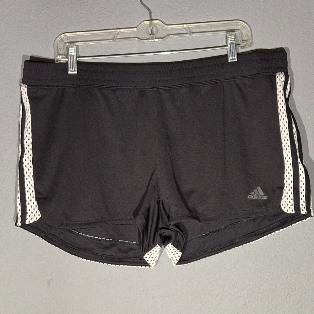 Adidas Womens Climalite Mesh Panel Running Shorts Black White Athletic Gym XL